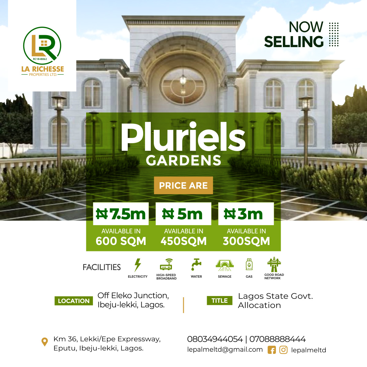 VERY AFFORDABLE LAND IS SELLING BY PLURIELS GARDENS, LAGOS